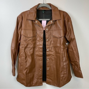 Wild Fable‎ Brown Vegan Leather Shacket size XS